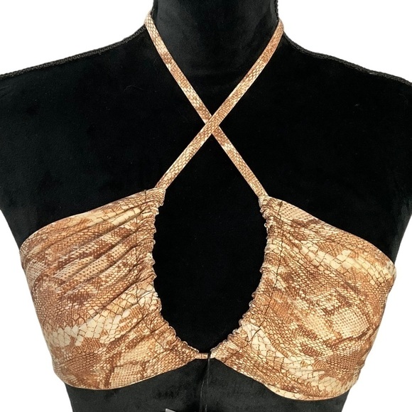 VITAMIN A Bikini Top Tan Reptile Print Size Medium - Picture 4 of 10